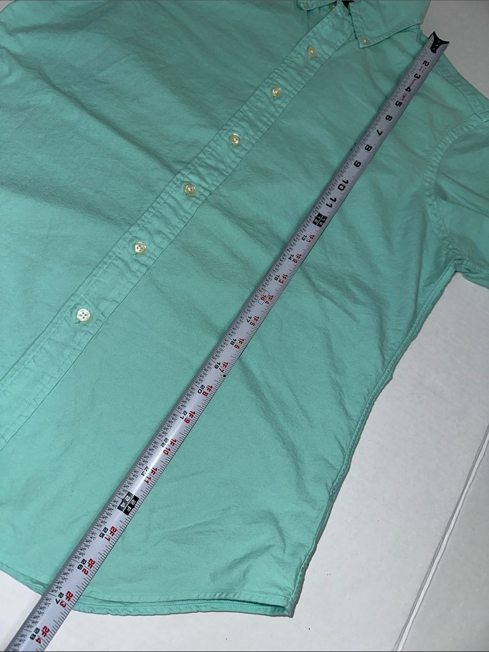 Ralph Lauren Button Down Short Sleeve Shirt Mint Green Slim Fit Cotton Small - Picture 8 of 9